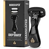 MANSCAPED® The Crop Shaver® Men's 3-Blade Stainless Steel Groin Hair Razor with Pivoting Head, Micro Comb Bar, Wide Lubrication Strips - with 4 Replacement Cartridges