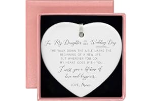 ZVMIS Bride Gifts from Mom-to My Daughter On Her Wedding Day -Wedding Day Gifts for Bride-Bridal Shower Gifts for Daughter-Bachelor Party Gifts-Heart Shaped Ornament with Gift Box, White