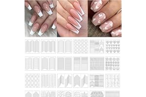 TailaiMei 1768 Pieces 60 Designs French Manicure Nail Stickers, Nail Art Tips Guides for DIY Decoration Stencil Tools (36 Sheets)