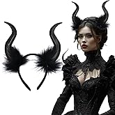 BASEMMAHER Devil Horns Headband Halloween Cosplay Gothic Horns Hair Hoop Dress Up Hair Accessories for Halloween Party