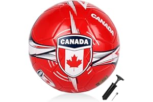 CLASICO Canada National Soccer Ball with Free Carrying Needle, Official Size 5 for Ages 14+