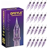 OFEYLE Tattoo Cartridge Needles 20Pcs Assorted Mixed Sizes Round Liner Shader Magnum - 5 Pcs each of Standard 3RL 5RL 7RM 9RM with Membrane Disposable Tattoo Needles for Cartridge Tattoo Pen Machine