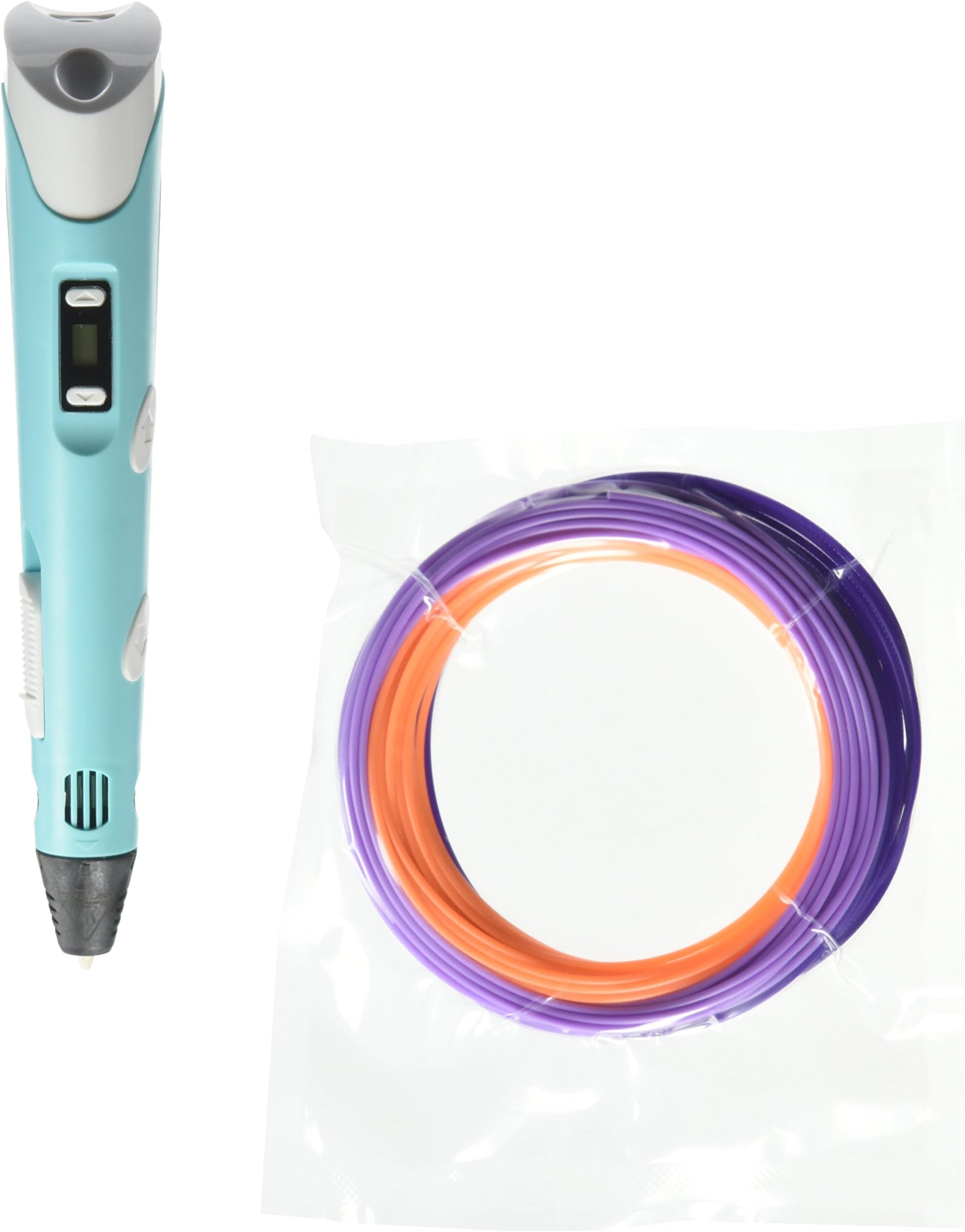 Samto 3D Pen for 3D Printing and 3D Drawing with LCD Screen and 3 Loops of 1.75mm ABS Filament, Light Blue