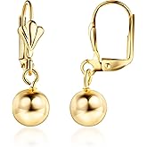 Barzel 18K Gold Plated Dangling Ball Drop Earrings, 8-12mm Sizes, Gold Plated, Tarnish Free, Made in Brazil