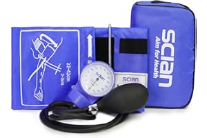 Scian Sphygmomanometer - Blood Pressure Cuff Manual with D-Ring Universal Cuff 10-16", Come with Carrying Bag for Nurse Doctor Senior Adult(Blue, Stethoscope Not Included)