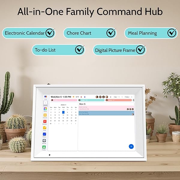 LINKDAZE DIGITAL CALENDAR 10.1” ELECTRONIC CALENDAR FOR FAMILY SCHEDULES, WIFI SMART CALENDAR BUILT-IN 32GB MEMORY, 1280 * 800 IPS HD TOUCHSCREEN INTERACTIVE FAMILY PLANNER & MEAL PLANNER-WHITE