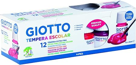 Giotto Témpera Surtido 25 Ml. Est. 12 Uds + Pincel: Amazon.es: Oficina y papelería