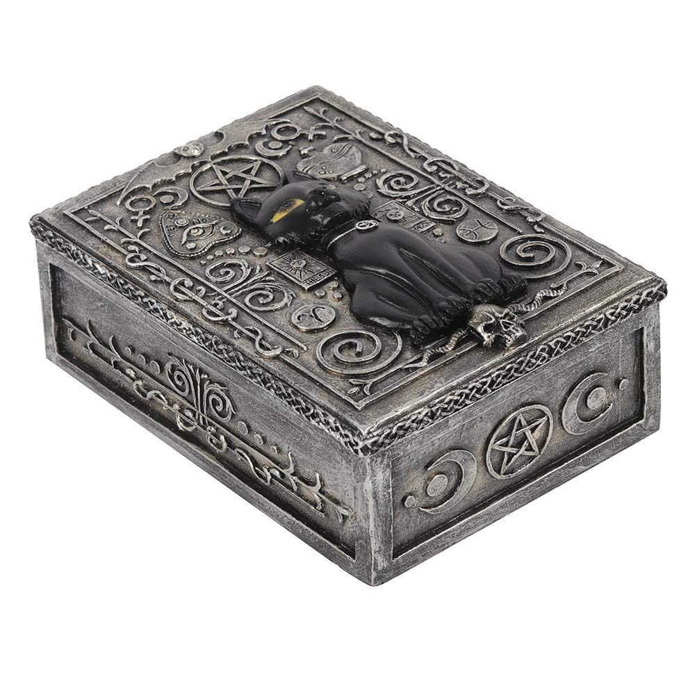 Elegant Resin Gothic Black Cat Storage Box - 15cm x 9cm (1 Pc.) - Decorative Organizer, Premium Material – Perfect for Home Decor & Organization