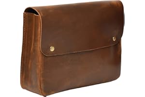 Jajmo Legacy Premium Top Grain Leather Laptop Sleeve - Fits 15” Laptops - Vintage Style Messenger Bag with Snap Buttons - Perfect for Office, School, and Travel