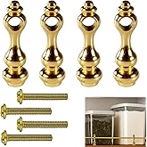 Brass Shelf Rail Brackets, Gold-Plated for 6mm Gallery Rails – 4PCS Decorative Brass Railing Shelf Posts for Shelves, Cabinet
