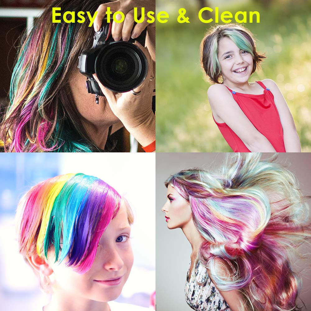 NANW 12 Color Temporary Hair Chalk, Hair Pens Crayon Salon Non-toxic Washable Hair Dye Safe for Cosplay Birthday New Year Christmas Gift for Makeup Kids Girls Teen Adults