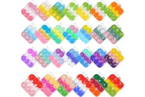 SINFOX 30PCS Party Favors for Kids,Bulk Fidget Toys, Birthday Party Toys, Small Classroom Prizes Box Fidgets Toys for Kids Toddlers Adult, Goodie Bag Stuffers, Treasure Chest, Bubbles Poppers (Square)
