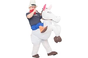 JYZCOS Inflatable Cowboy Costume Adult Western Horse Rider Fancy Dress for Men Women Halloween Party Suit
