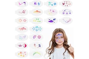 DSLSQD 20 Pieces Face Paint Stencils, Reusable Face Painting Stencils Body Painting Stencils Tattoo Painting Templates for Kids Holiday Party Halloween Makeup Body Art Painting