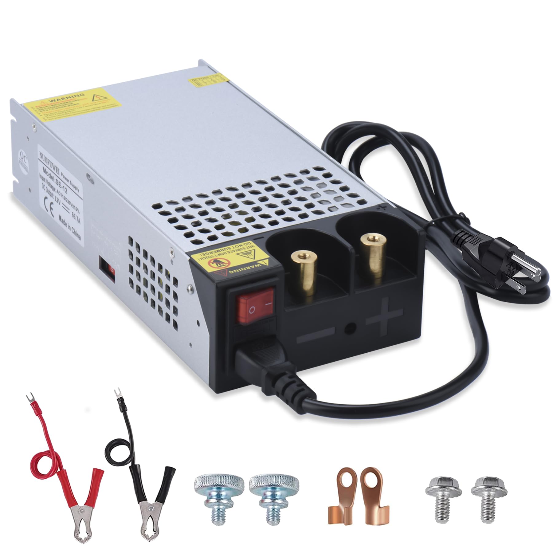 Photo 1 of NUOFUWEI DC 12V 100A 1200W Power Supply 110V AC to 12V DC Converter Power Supply Adapter 12V 100A 1200W Switch Transformer for Motor Pump CCTV Security Camera Car Stereo 3D Printer and More 12V Device