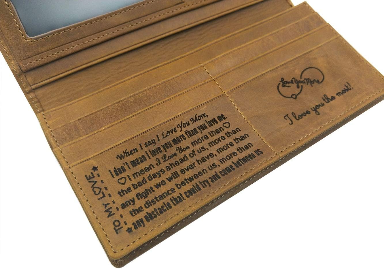 engraved leather wallet for husband