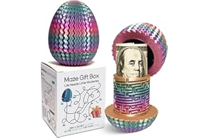 MARSABALL Mystery Egg Maze Box Gift, Money Puzzle Box For Cash, 3D Printed, Maze Game With Hidden Compartment, Treasures, Reusable Gift For Adults & Kids, Birthday, Christmas, Halloween, Easter (Rainbow)