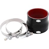 Taukealugs ID 3.5inch to 4inch Straight Reducer Coupler Silicone Hose,4-Ply | 2 PCS Stainless Steel T-Bolt Clamp,4-Ply 5mm wall thickness,for Turbo,Intercooler,Intake Piping Adapter