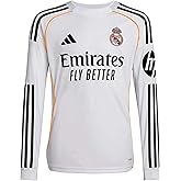 Adidas 2025-26 Real Madrid Youth Stadium Home Long-Sleeve Soccer Jersey