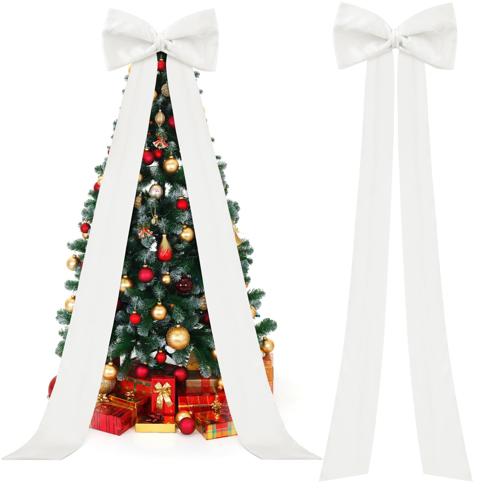 Knitgrip Extra Large Christmas Tree Topper Bow, 118x28 Inch Giant Satin