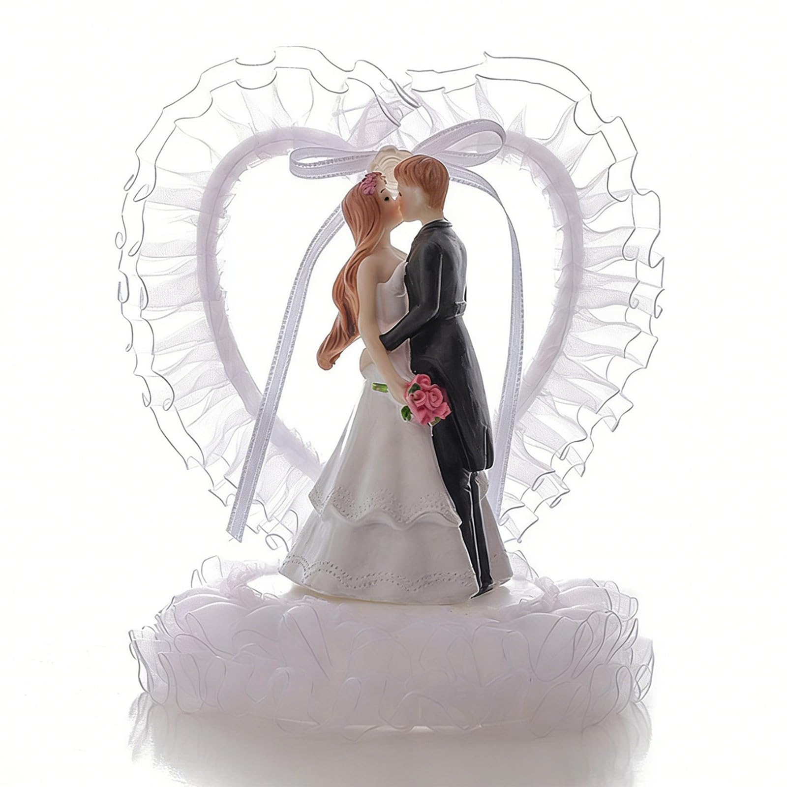 KIPETTO Wedding Cake Topper Romantic Bride and Groom Cake Topper for Wedding Valentine's Day Anniversary Birthday Party Decoration