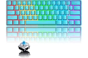 60% Wireless Mechanical Gaming Keyboard with Rainbow RGB Backlight Compact 61 Key Ergonomic Rechargeable Anti-ghosting Blueto