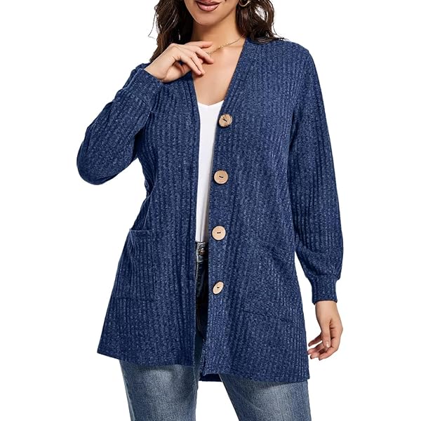 NIC+ZOE Women's Tape Yarn Button Cardigan, True Blue at Amazon