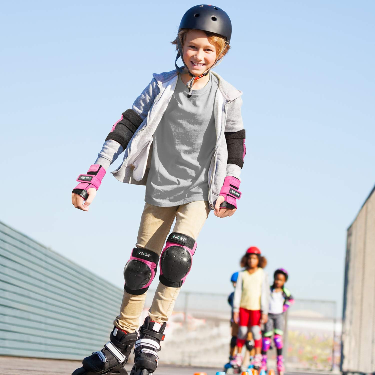 G4Free Adults Kids Bike Knee Pads Elbow Pads Wrist Guards 3 in 1 Protective Gear Sets for Skateboarding, Roller Skating Cycling Scooter : Sports & Outdoors