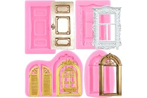 ZiXiang Window Frame Silicone Mold Door Fondant Molds For Cupcake Cake Topper Decoration Chocolate Candy Polymer Clay Gum Paste Set Of 4