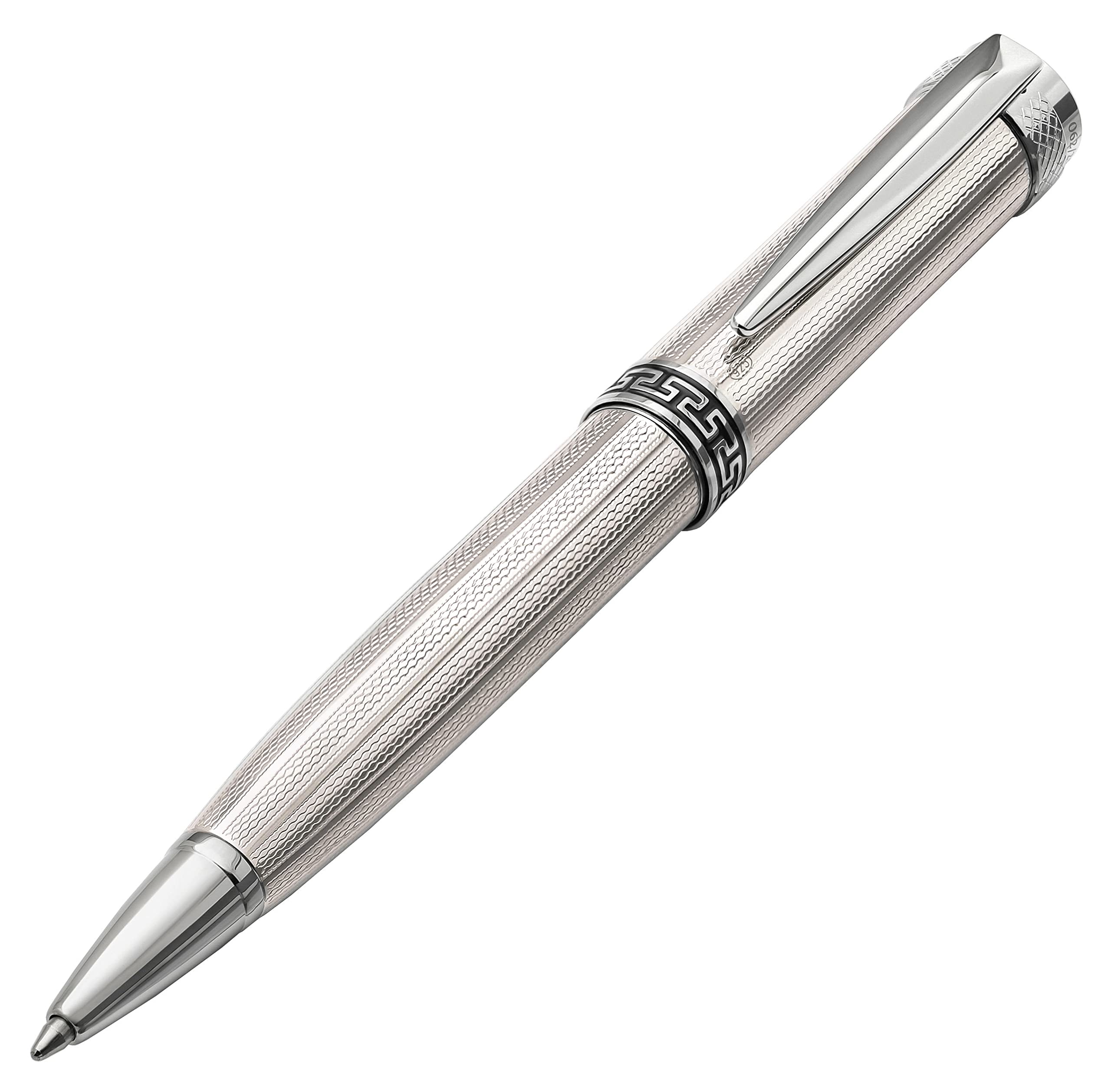 Xezo Incognito Twist Action Ballpoint Pen, Medium Point. Solid 925 Sterling Silver with Pure Platinum Plated Parts. Handcrafted, Limited Edition, Serialized