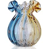 Hand-Blown Glass vase, Unique Wide-Mouth Glass vase, Modern Glass Art Decoration, Suitable for Living Room, Kitchen, Wedding, Dining Table, and Office Centerpiece Floral Arrangements.