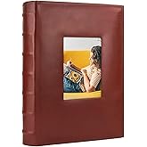 Vienrose Photo Album 4x6 300 Photos with Memo Area Leather Cover Large Capacity Slip-in Pictures Book for Wedding Baby Vacation, Brown