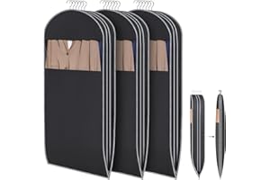 KEEGH Space Saving Hanging Garment Bag with Self Compression Zipper, 50 Inch Garment Bags for Hanging Clothes with Clear Wind