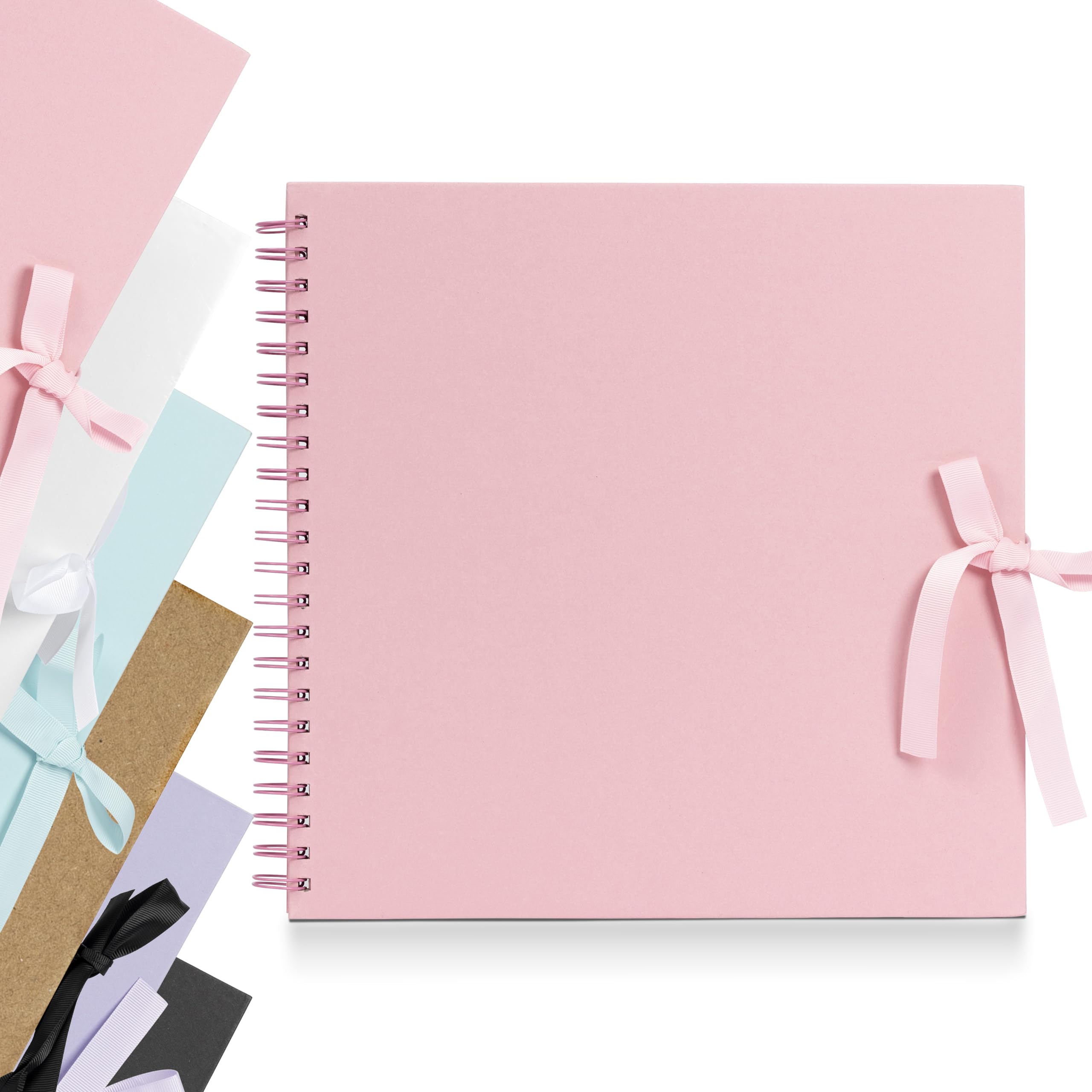 Scrapbook Photo Album Spiral Bound for Wedding Couple Travel Memory Book with 40 Pages - Large, 12 x 12" (Pink)