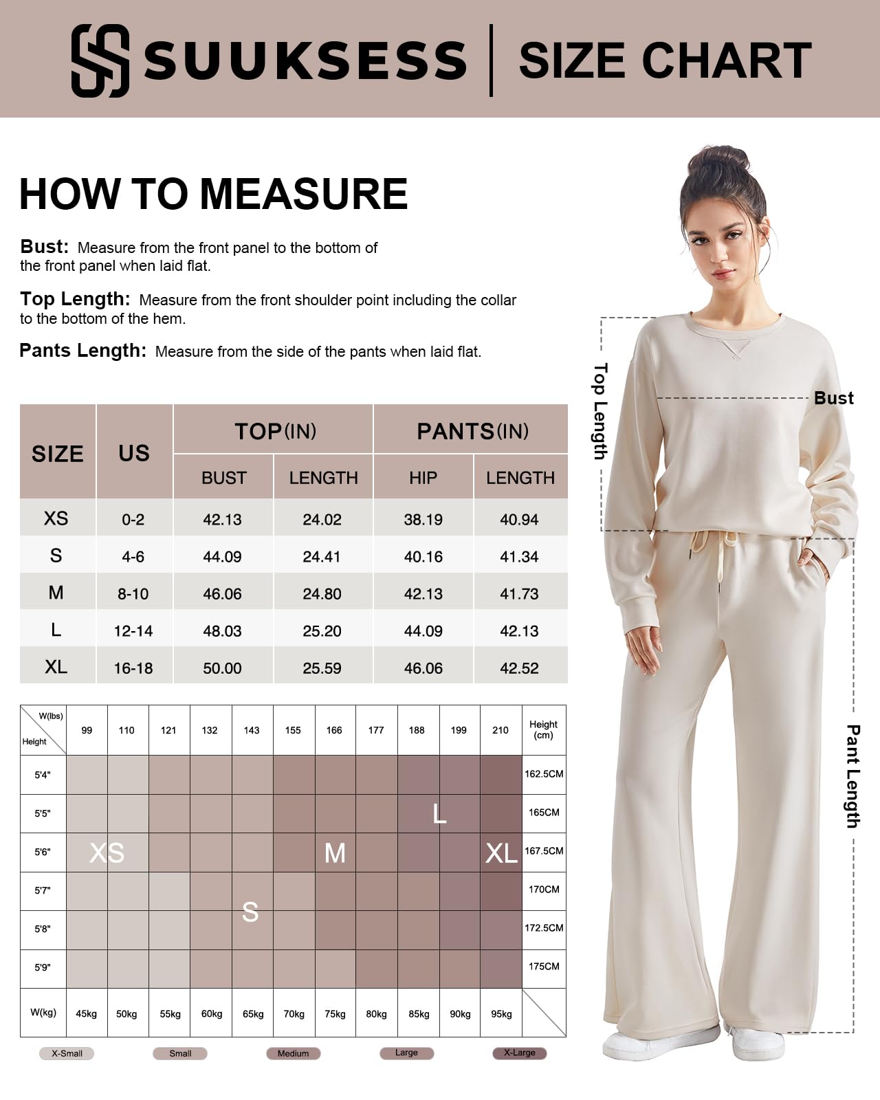 SUUKSESS Women Modal 2 piece outfits Oversized Sweatshirt Fall Lounge Set Wide Leg Pants Matching Sets (Apricot,M) - Image 6