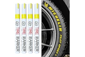 HUWANDE 4Pcs Car Tire Marker Pens,Waterproof Car Tire Paint Pen,Anti-drying Letter Graffiti Ink Marker (Yellow)