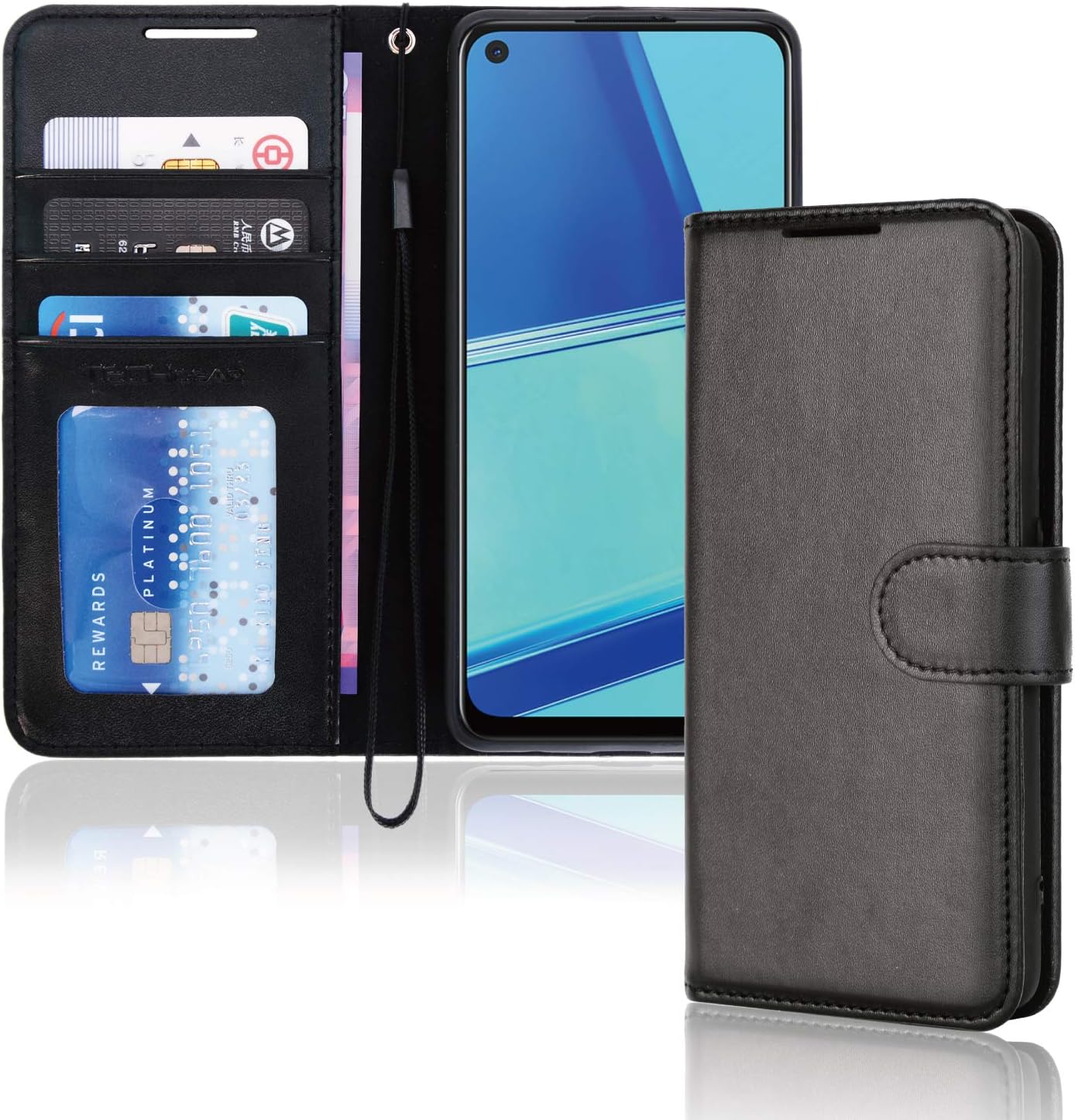 TECHGEAR Leather Wallet Case for Oppo A72 / A52 / A92, Flip Protective Case Cover with Wallet Card Holder