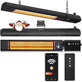 Patio Heater Wall Mounted 1500W, Electric Infrared Heater with Remote Control, IP65 Waterproof, 9 Heat Levels, 24H Timers, 1s