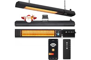 SUNDATE Ceiling Electric Outdoor Heater Wifi Control Wall-Mounted Hanging Patio 1500W Infrared 9 Heat Levels, 24H Timers, Carbon Fiber Tube Heating Wall Heater for Gazebo, Balcony