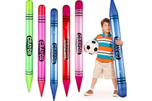 Glimin 5 Pcs 43.3 Inch Tall Inflatable Crayons Neon Large Blow up Crayons Set Giant Crayon Prop Decorations Kids Birthday Decor Party Favor, 5 Colors