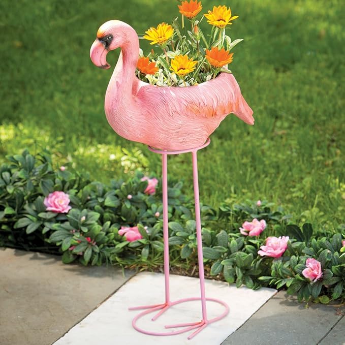 Bits and Pieces - Flamingo Planter - Indoor and Outdoor Garden Décor
