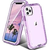 ORIbox for iPhone 14 Pro Max Case Purple, [10 FT Military Grade Drop Protection], Transparent Heavy Duty Shockproof Anti-Fall Case for iPhone 14 Pro Max Phone Case,6.7 inch,3 in 1, Crystal Purple