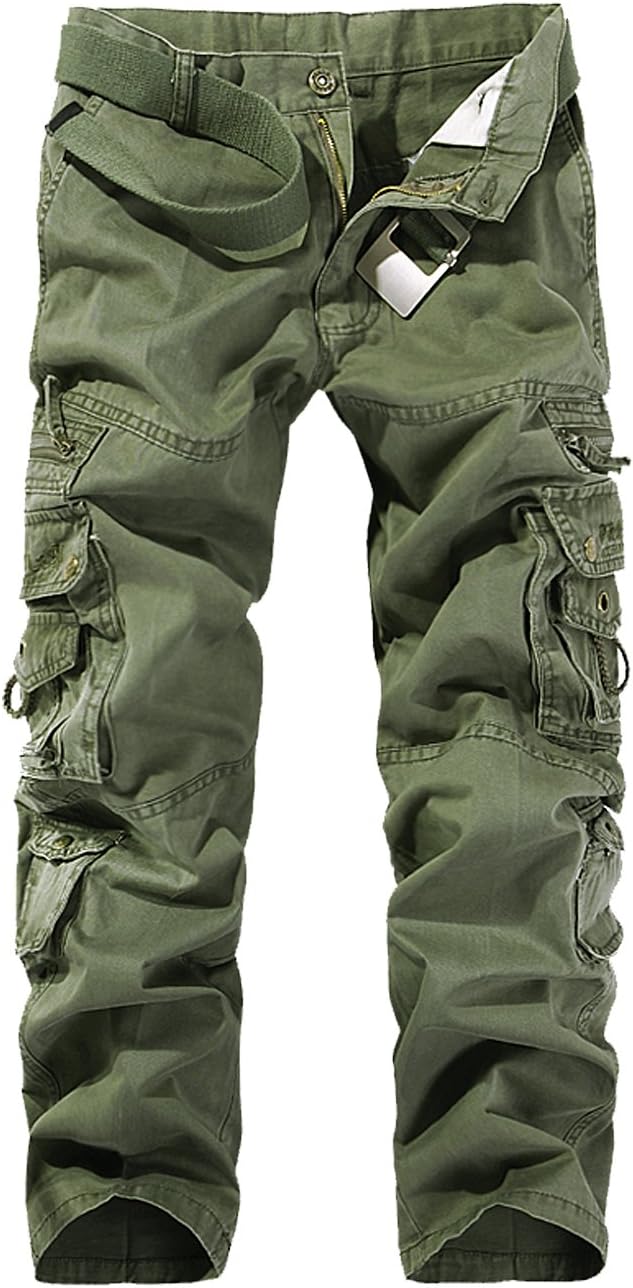 AUYUG Men's Trousers Cargo Combat Trousers Camouflage Workwear Cotton Trousers with Multi Pockets
