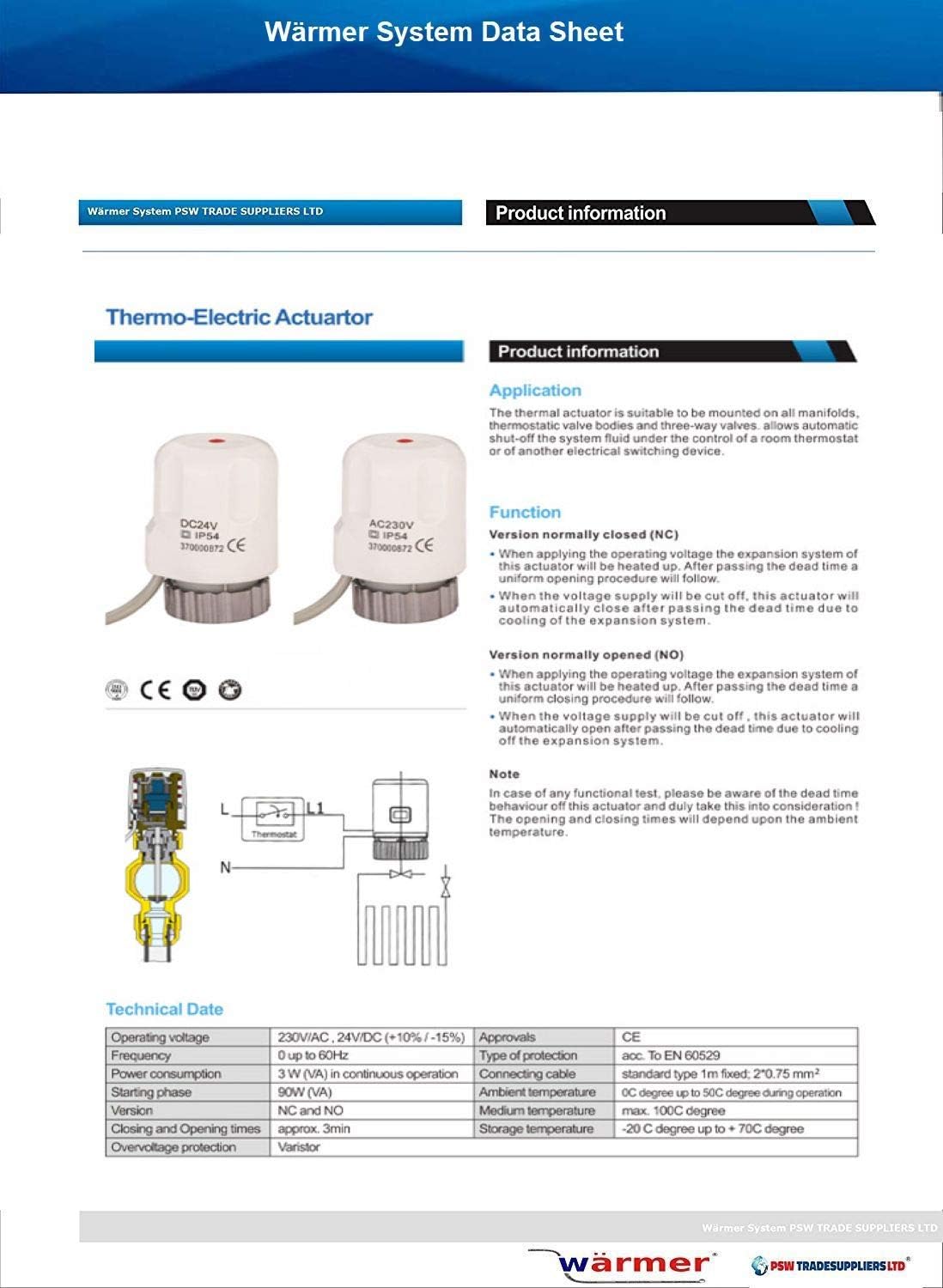 230 V Actuator for Underfloor Heating Normally Closed, Compatible with Manifolds with M30x1.5mm Thread, White - Image 3