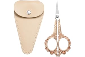 HITOPTY Sewing Scissors Embroidery Scissors, 4.5in Rose Gold Crochet Scissor with Sheath for Craft Cross Stitch Needlework Ar
