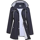 Hount Women Rain Jacket Lightweight Waterproof Raincoat Lined Outdoor Hooded Windbreaker Trench Coat