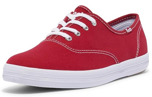 Keds Women's Champion Lace Up Sneaker, RED Canvas, 13 Wide