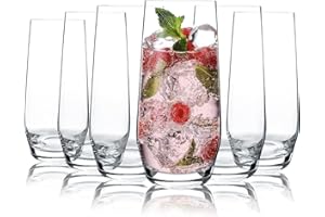 D.M DESIGN·MASTER [6 Pack,18.6 OZ] - Large Tall Glass Cups, Lead-Free Highball Drinking Glasses, Clear Mixed Drinking Glasses