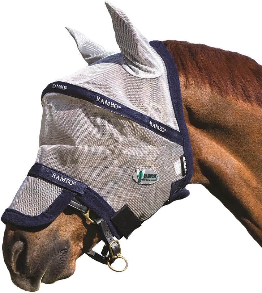 Horseware Rambo Fly Mask Plus Vamoose Full Silver/Navy Amazon.co.uk