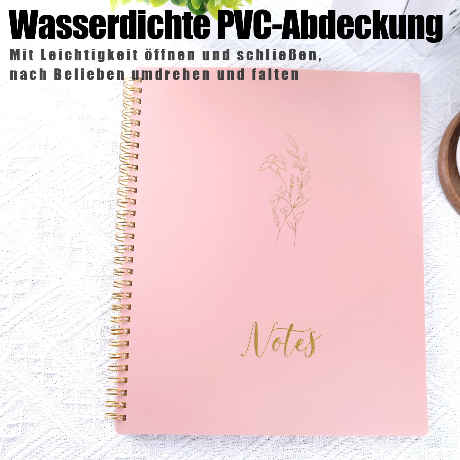HAKACC Spiral Notizbuch für Frauen, 26,7 x 22 cm College-Notizbuch 160 Seiten Liniertes Notizbuch für Schule Büro Journal Tagebuch Zartes Rosa